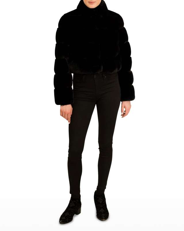 Short Faux-Fur Bomber Jacket